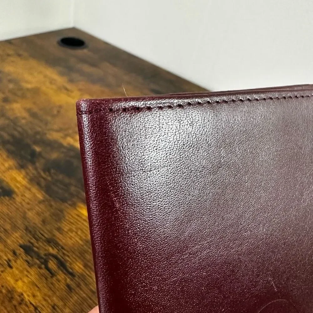 Cartier Vintage Bordeaux Leather‎ Long Bifold Vertical Wallet